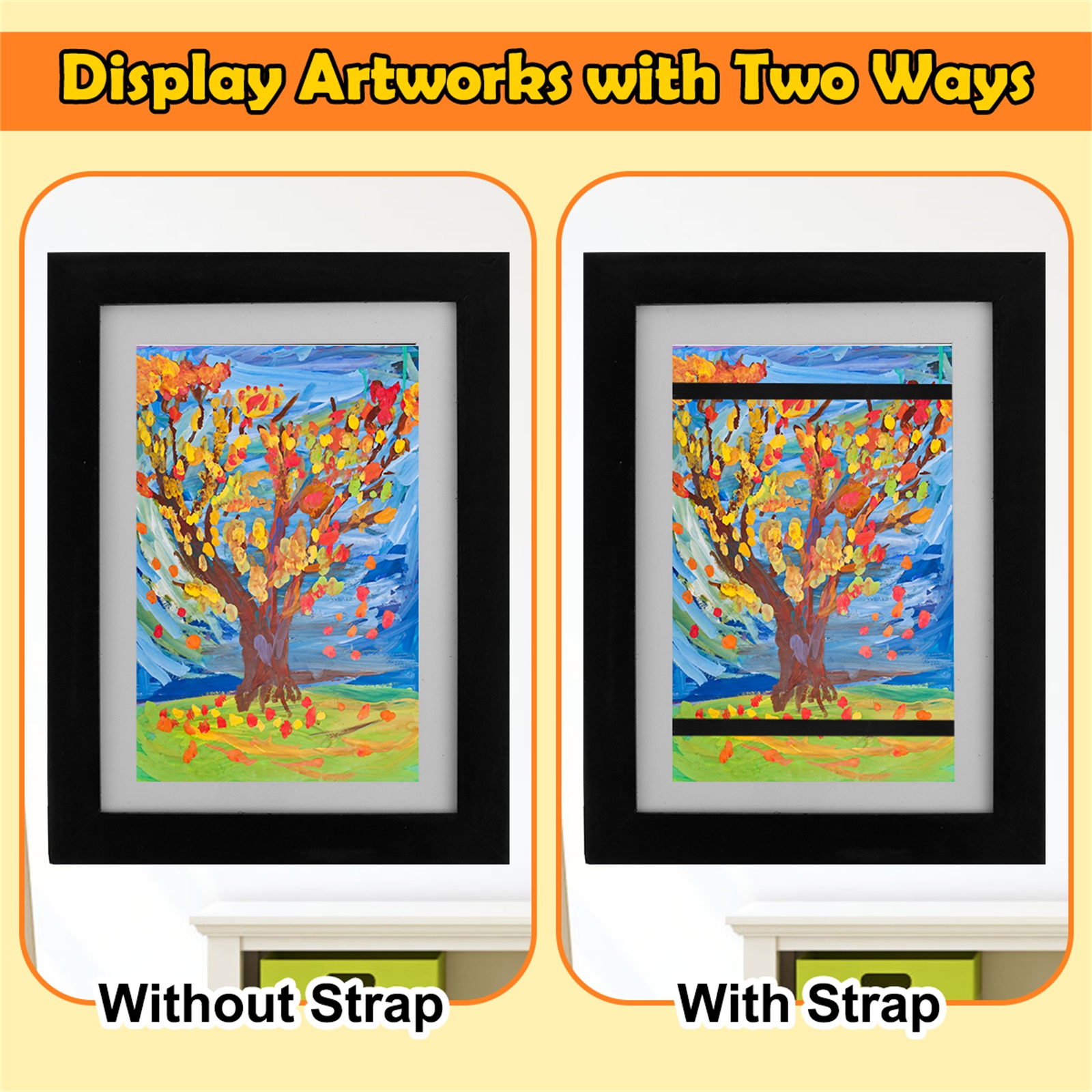 Jokapy Kids Art Picture Frames Changeable Artwork Display Frames with Stand, 9 inch x 13 inch, Black, 2 Pack, Size: 9.4 x 13